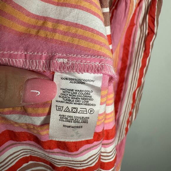 LOFT Women’s Cotton Striped Cross Back Maxi Dress in Pink Zinnia size 6 NWT - Picture 3 of 10